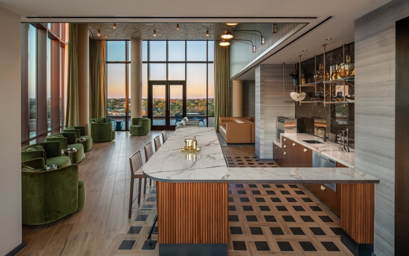 Community kitchen with expansive views