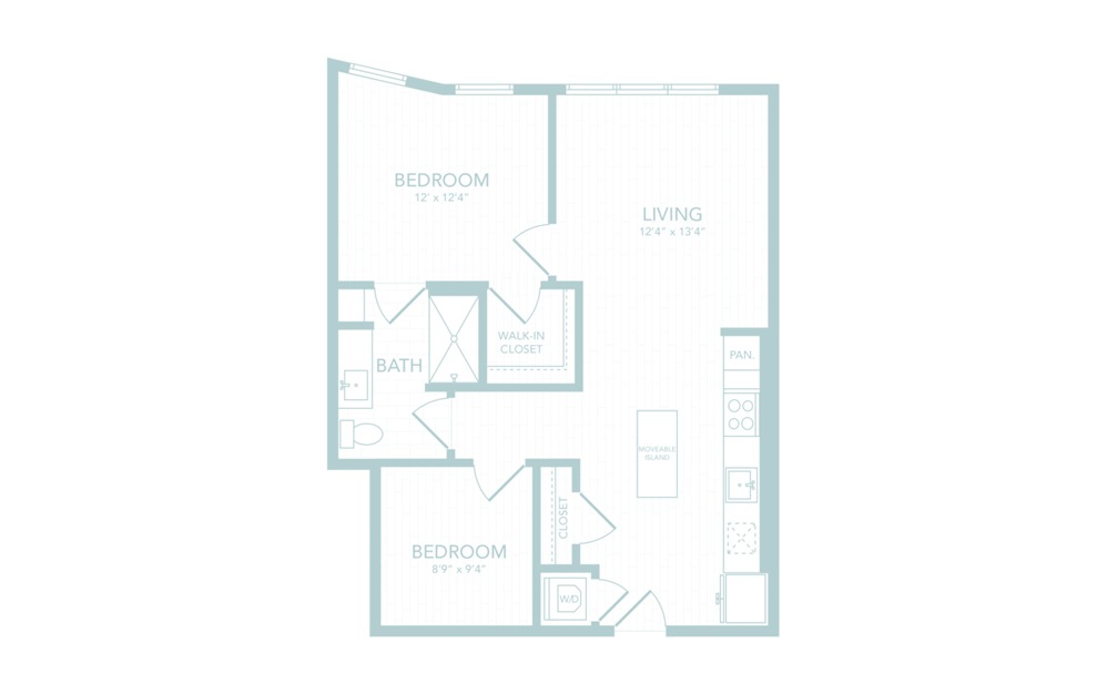B1 - 1 bedroom floorplan layout with 1 bath and 795 square feet.